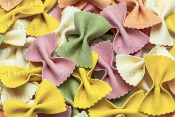 Close-up of colourful Italian butterfly pasta