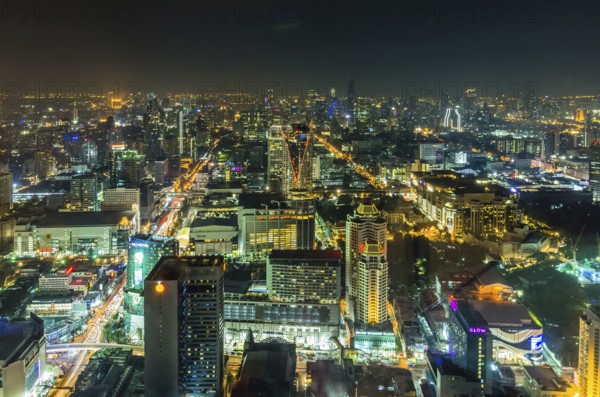 Bangkok, THAILAND, NOVEMBER 21: Bangkok top night view cityscape in the business disctrict at November 21, 2016 in Bangkok, Thailand, Asia