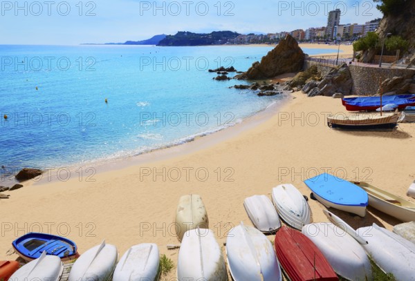 Lloret de Mar Sa Caleta beach in costa Brava of Catalonia Spain