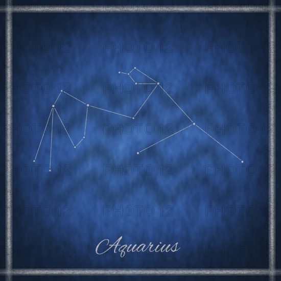 Aquarius zodiac sign, constellation lines, Aquarius symbol