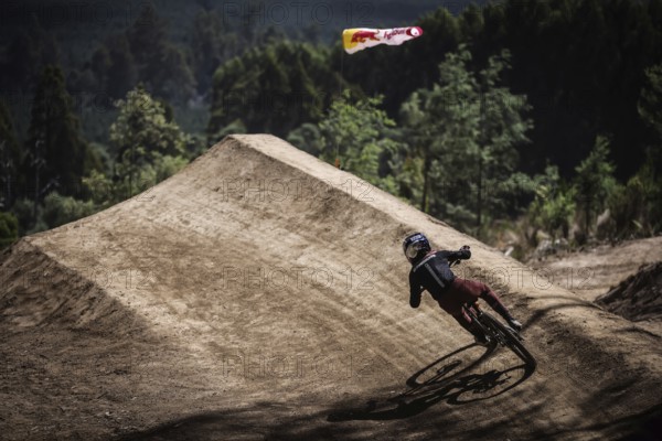 MAYDENA, AUSTRALIA, FEBRUARY 24: Jackson Goldstone of Canada during final practice at Red Bull Hardline Tasmania on February 24, 2024 in Maydena, Australia, Oceania