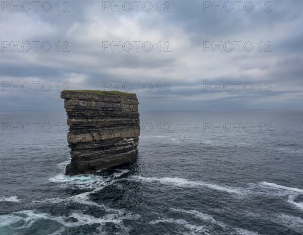 A view of the landmark sea stack Downpatrick Head in County Mayo of Ireland