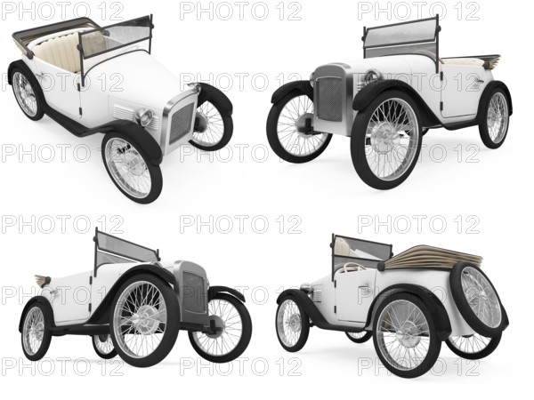 Isolated collection of retro car
