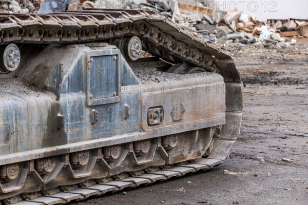 The tracks of an excavator on a construction site Austria
