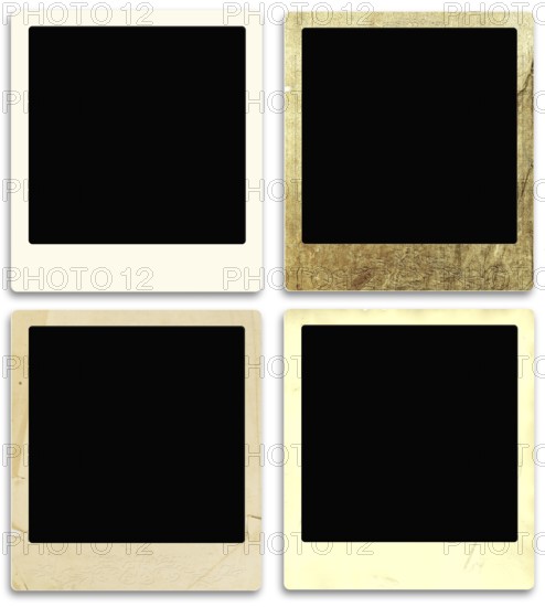 Set Of Four Old Style Vintage Photo Frames Over White Background