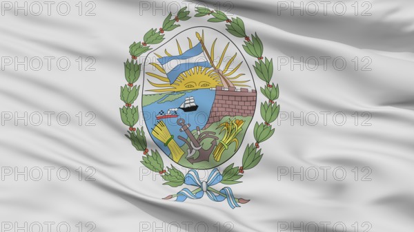 Rosario City Flag, Country Argentina, Closeup View, 3D Rendering