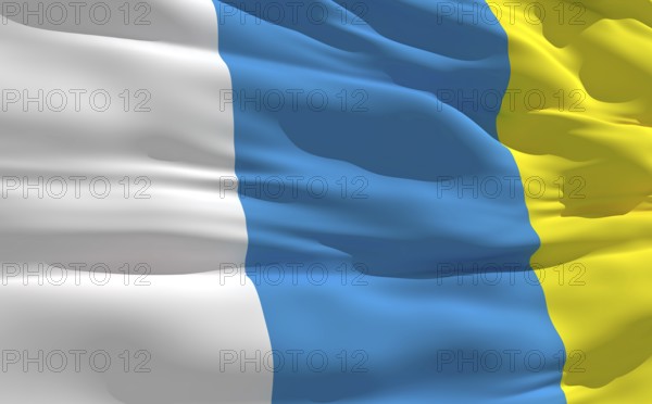 Fluttering flag of Canary Islands on the wind