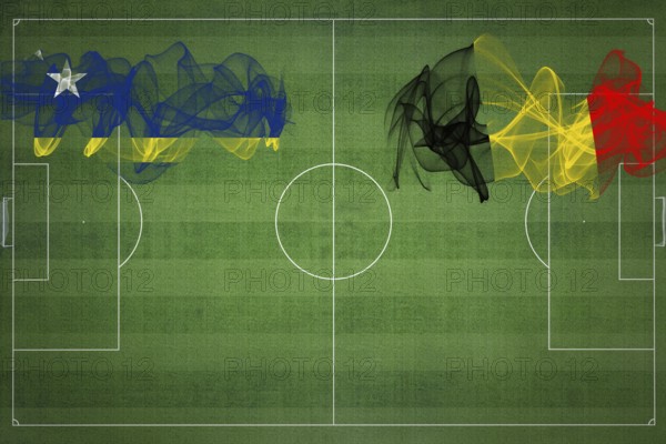 Curacao vs Belgium Soccer Match, national colors, national flags, soccer field, football game, Competition concept, Copy space