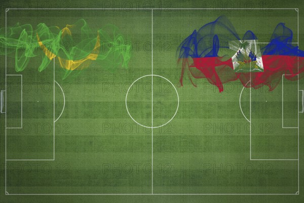 Mauritania vs Haiti Soccer Match, national colors, national flags, soccer field, football game, Competition concept, Copy space