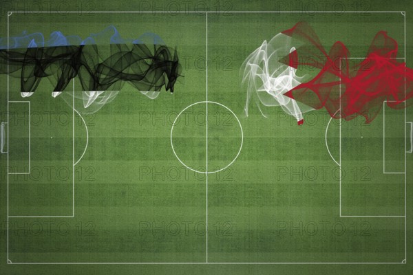 Estonia vs Bahrain Soccer Match, national colors, national flags, soccer field, football game, Competition concept, Copy space