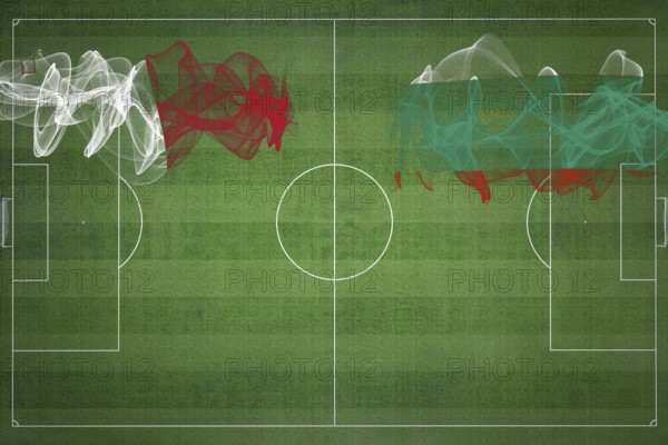 Malta vs Bulgaria Soccer Match, national colors, national flags, soccer field, football game, Competition concept, Copy space