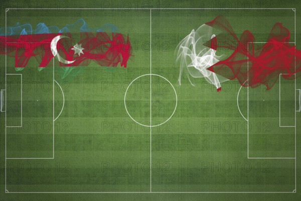 Azerbaijan vs Bahrain Soccer Match, national colors, national flags, soccer field, football game, Competition concept, Copy space