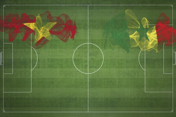 Vietnam vs Senegal Soccer Match, national colors, national flags, soccer field, football game, Competition concept, Copy space