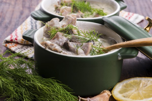 Turkish traditional tripe soup, iskembe corbasi and offal soup