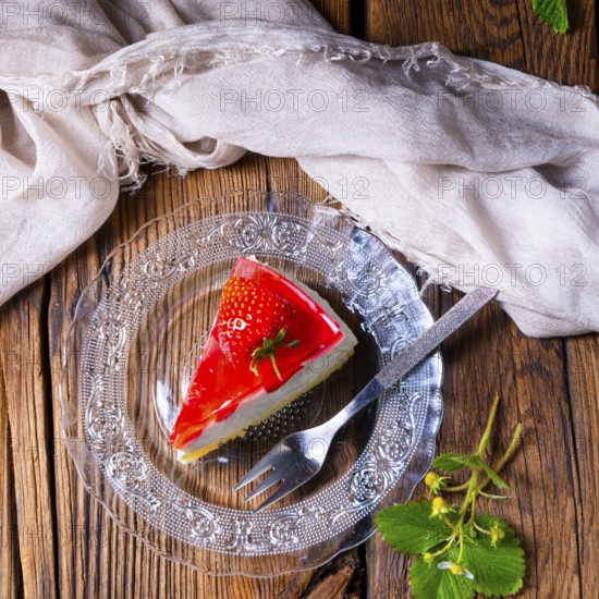 Delicious strawberry cream cheese tart with sponge base