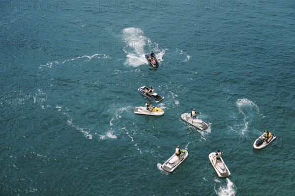 Budva, Montenegro - 07 august 2020: Jet ski on a background of blue water