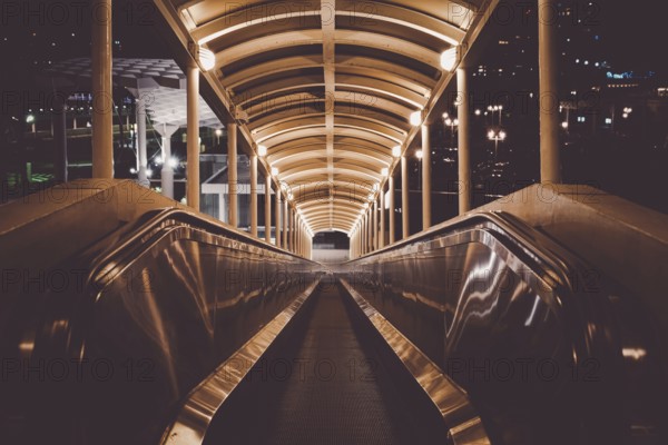 Retro moving sidewalk. Shooting Location: Kobe city, Hyogo Pref