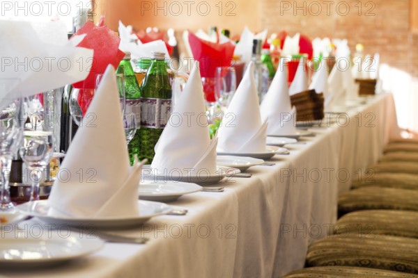 Restourant's table prepared for celebrating event