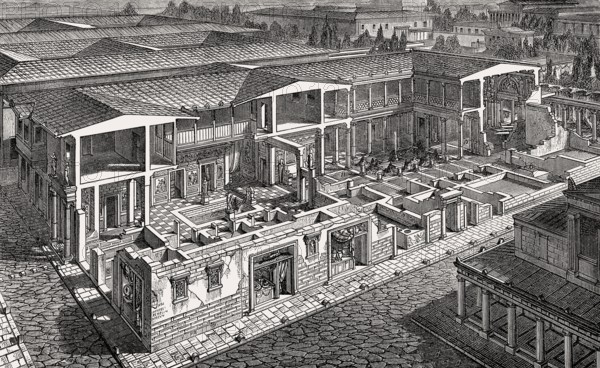 Cross-section of an ancient Roman House, Rome, Italy, Europe
