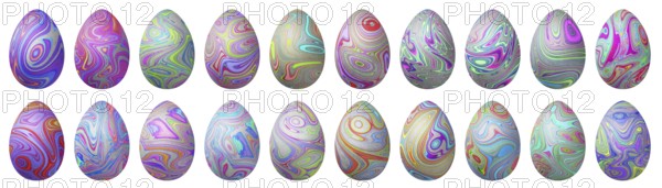 Colorful Easter Eggs set, multicolored Eggs set, Clipping path