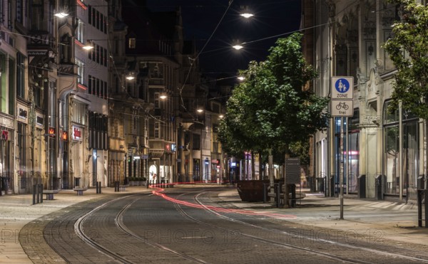 The city of Erfurt by night, Erfurt, Germany, July 2017, Europe