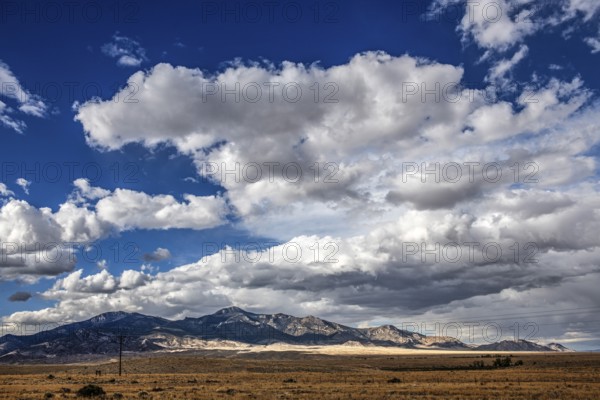 Wild thunderstorm and rain clouds over Great Basin Highway US 93, Baker, Nevada, USA, North America