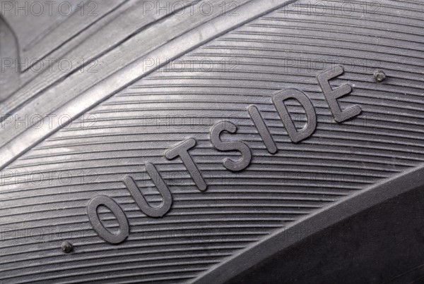 Inscription on the new wheel close-up outside