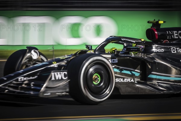 MELBOURNE, AUSTRALIA, APRIL 2: Lewis Hamilton of Great Britain drives the Mercedes AMG Petronas F1 Team W13 on race day during the 2023 Australian Grand Prix on April 2, 2023 in Melbourne, Australia, Oceania