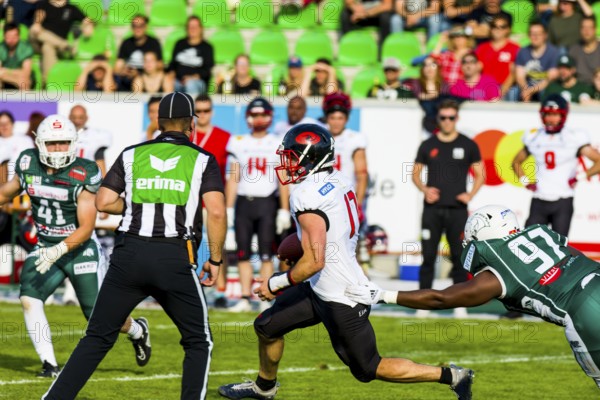 erima GFL; Schwäbisch Hall Unicorns - Saarland Hurricanes im Optima-Sportpark Schwäbisch Hall am 29.Juli 2023 Deutschland,, CONTINENT_