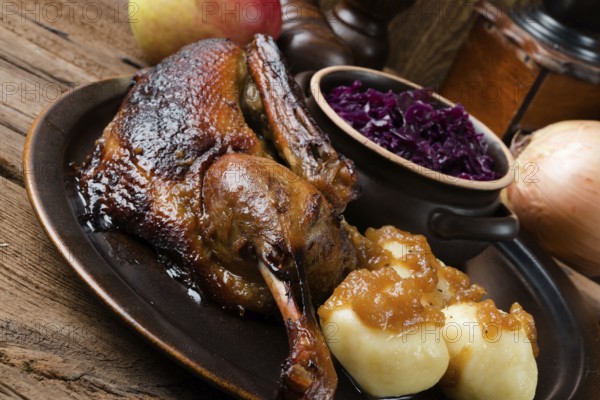 Duck with dumplings and pickled plum