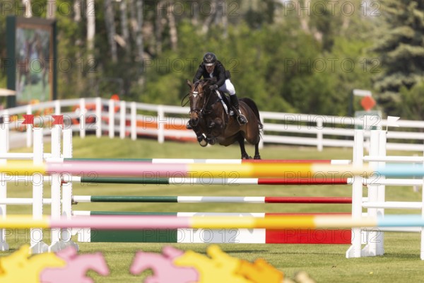Jose Antonio Chedraui Eguia of Mexico, riding Con-Cor compete in the 1.60m Grand Prix during The Continental international competition at Spruce Meadows, in Calgary, Canada, North America