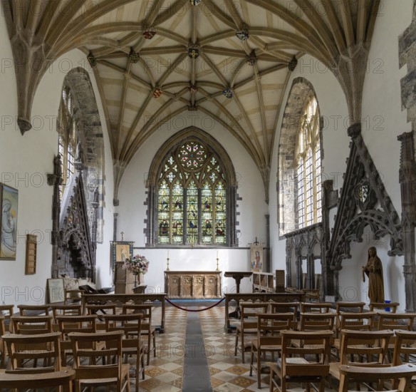 St Davids, United Kingdom, 28 August, 2022: view of one of the historic Lady Chapel inside the St Davids Cathedral in Pembrokeshire, Europe