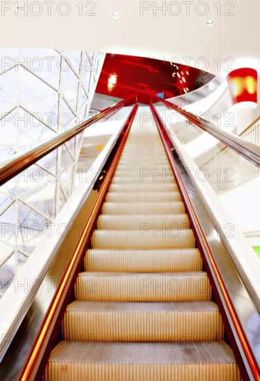 Moving escalator in a modern building