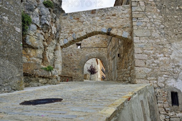 Streets of the small old town Ares. Spain