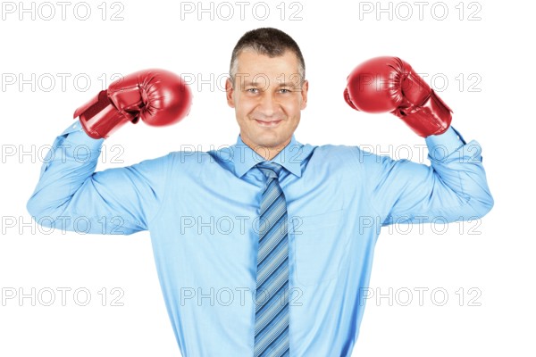 An image of a business man boxing