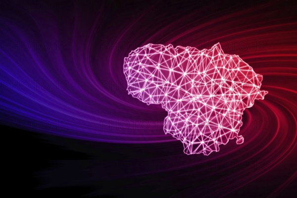 Map of Lithuania, Polygonal mesh line map, modern map