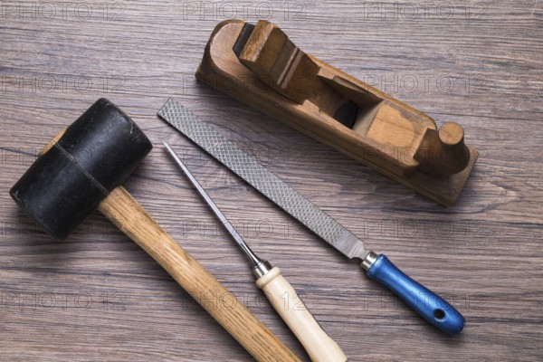 Various table utensils on a wooden table