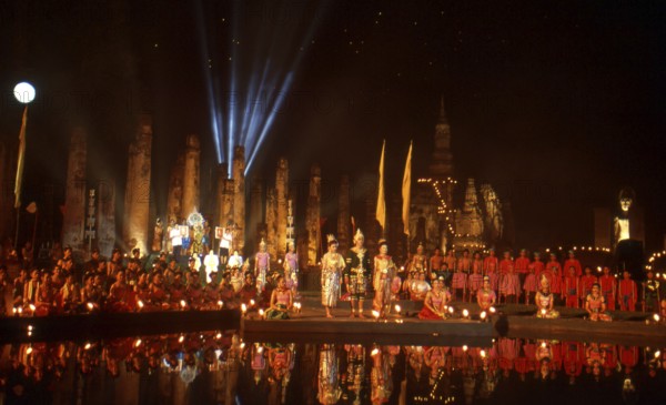 Loy Krathong (or Loi Krathong) is a festival celebrated annually throughout Thailand and certain parts of Laos during the full moon of the 12th month in the traditional lunar calendar.<br/><br/> Sukhothai, which literally means 'Dawn of Happiness', was the capital of the Sukhothai Kingdom and was founded in 1238. It was the capital of the Thai Empire for approximately 140 years