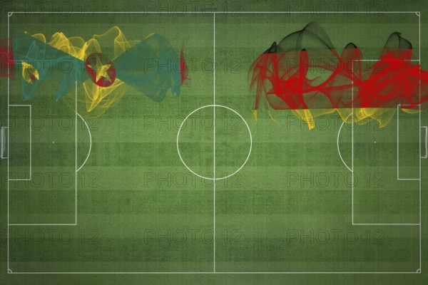 Grenada vs Germany Soccer Match, national colors, national flags, soccer field, football game, Competition concept, Copy space