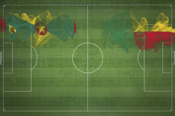 Grenada vs Benin Soccer Match, national colors, national flags, soccer field, football game, Competition concept, Copy space