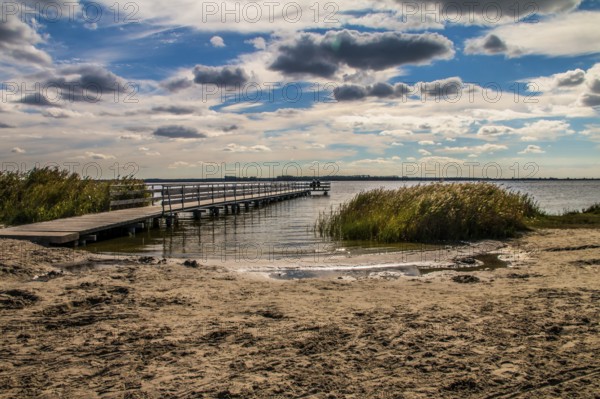 Wooden jetty on the Koppelstrom (Bodden) in Born on the Darß (Fischland-Darss-Zingst peninsula)