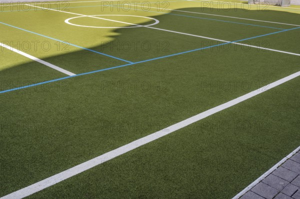 Sports ground with artificial turf, Realschule an der Salzstraße, Kempten, Allgäu, Swabia, Bavaria, Germany, Europe