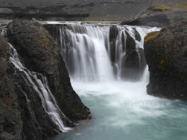 The Sigöldufoss waterfall in the highlands near Landmannalaugar in Iceland