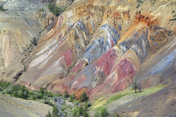 Deposit of colorful clay in the Altai Mountains or Mars valley, Kizil-Chin