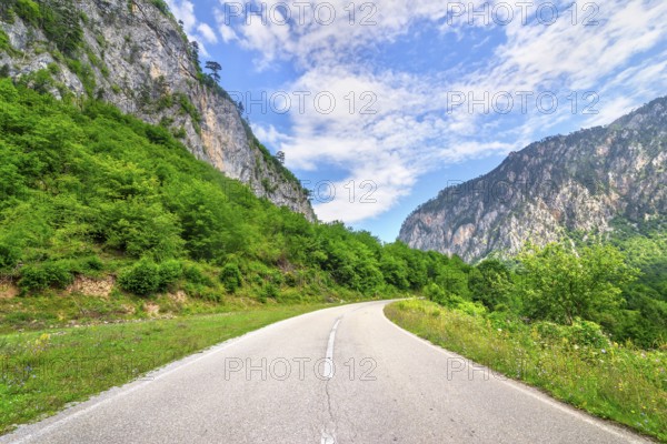 Road leading to the mountains in Montenegro