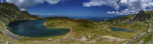 Panorama of the Seven Rila Lakes in the Rila Mountain, Bulgaria, Europe