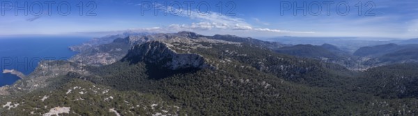 Archduke's refuge in Talaia Vella and aerial view of the Archduke's path, Valldemossa, Majorca, Balearic Islands, Spain, Europe