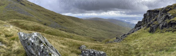 View from Ben Lomond, summit of Loch Lomond and the Trossachs National Park, Rowardennan, Scotland, Great Britain