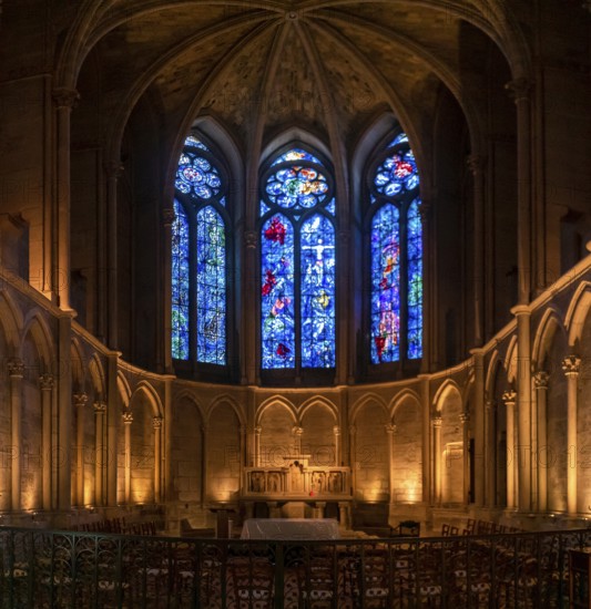 Reims, France- 13 September, 2022: view of the Saint Joseph Chapel inside the historic cathedral of Reims
