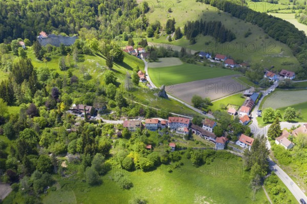 Gundelfingen, Niedergundelfingen ruins, valley of the Lauter or Großes Lautertal, left tributary of the Danube, Swabian Alb, Baden-Württemberg